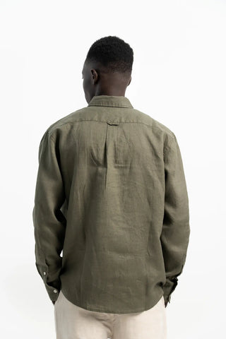 VELAIR LINEN DARK GREEN SHIRT