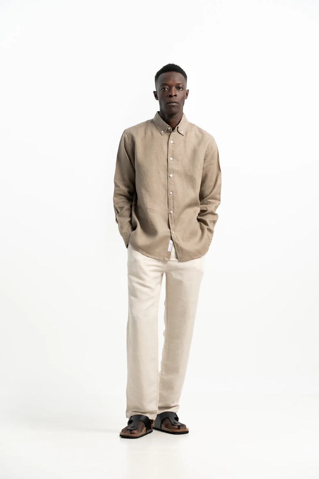 VELAIR LINEN MUD BROWN SHIRT