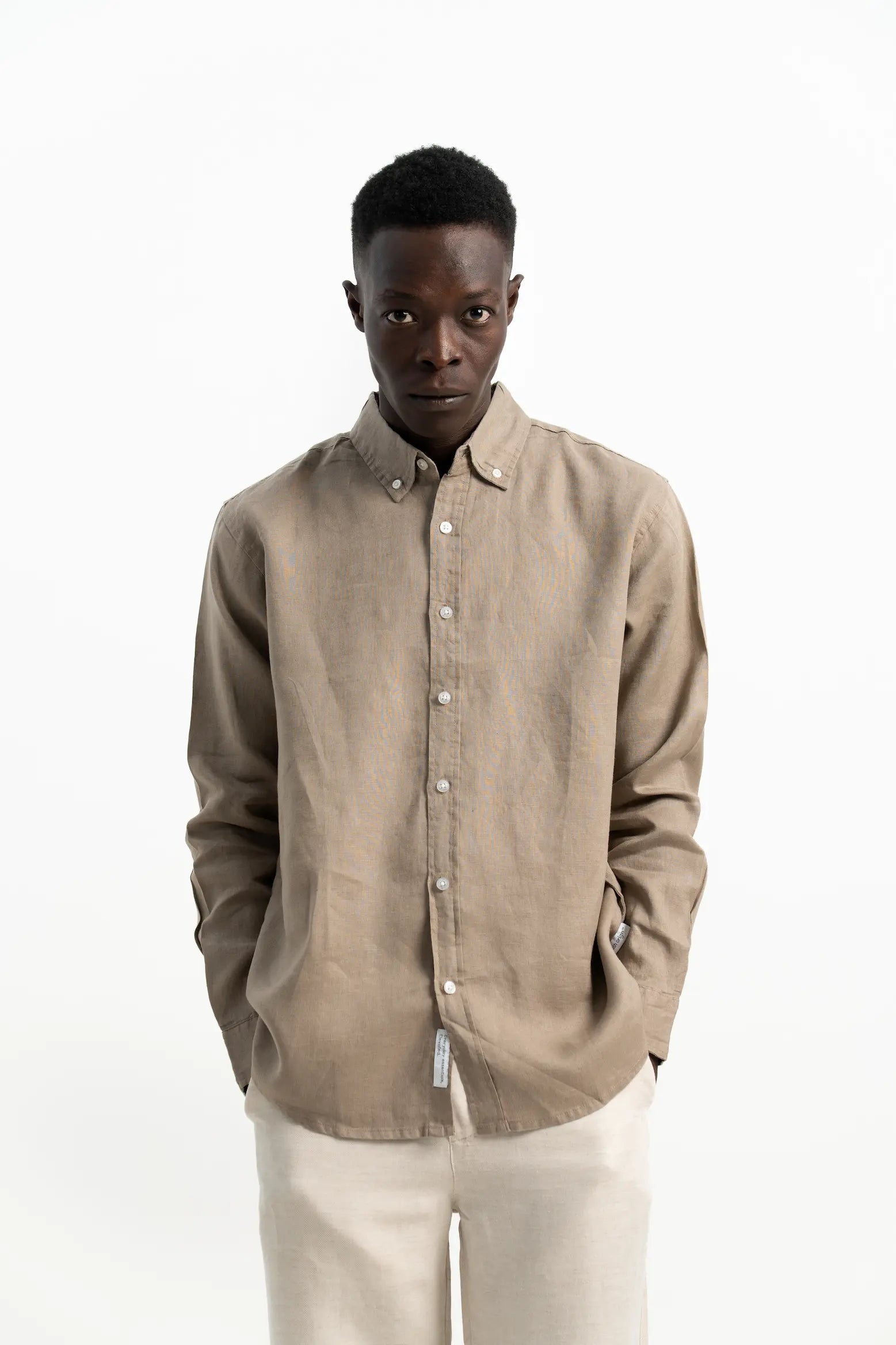 VELAIR LINEN MUD BROWN SHIRT