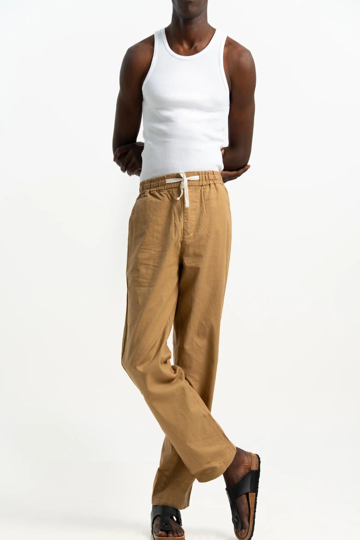 VELAIR LINEN  KHAKI TROUSERS