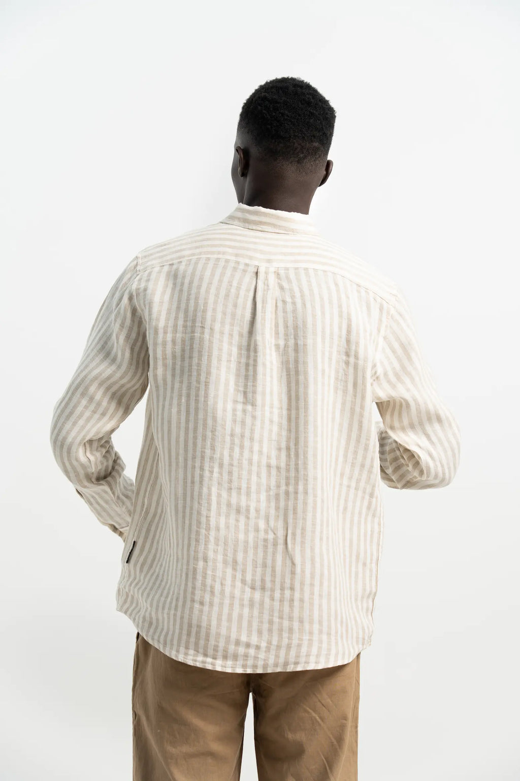 VELAIR LINEN BROWN STRIPS SHIRT