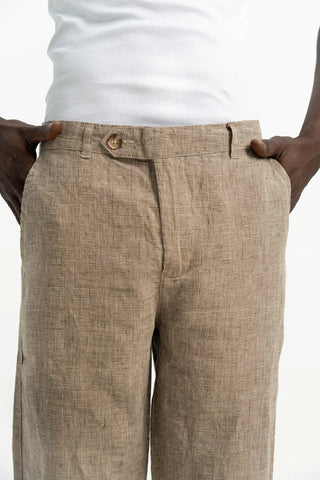 VELAIR LINEN CHECKS BUCKLE UP PANTS