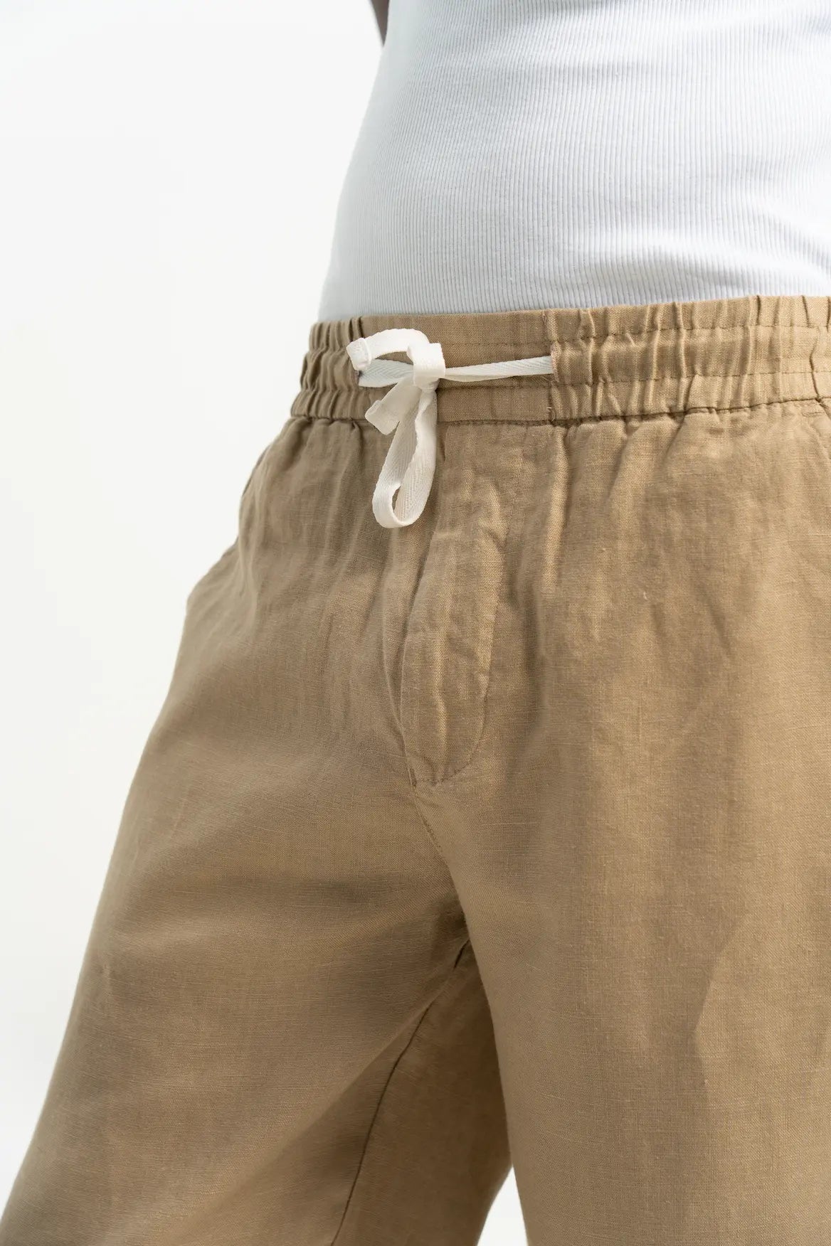 VELAIR LINEN DARK BEIGE TROUSERS