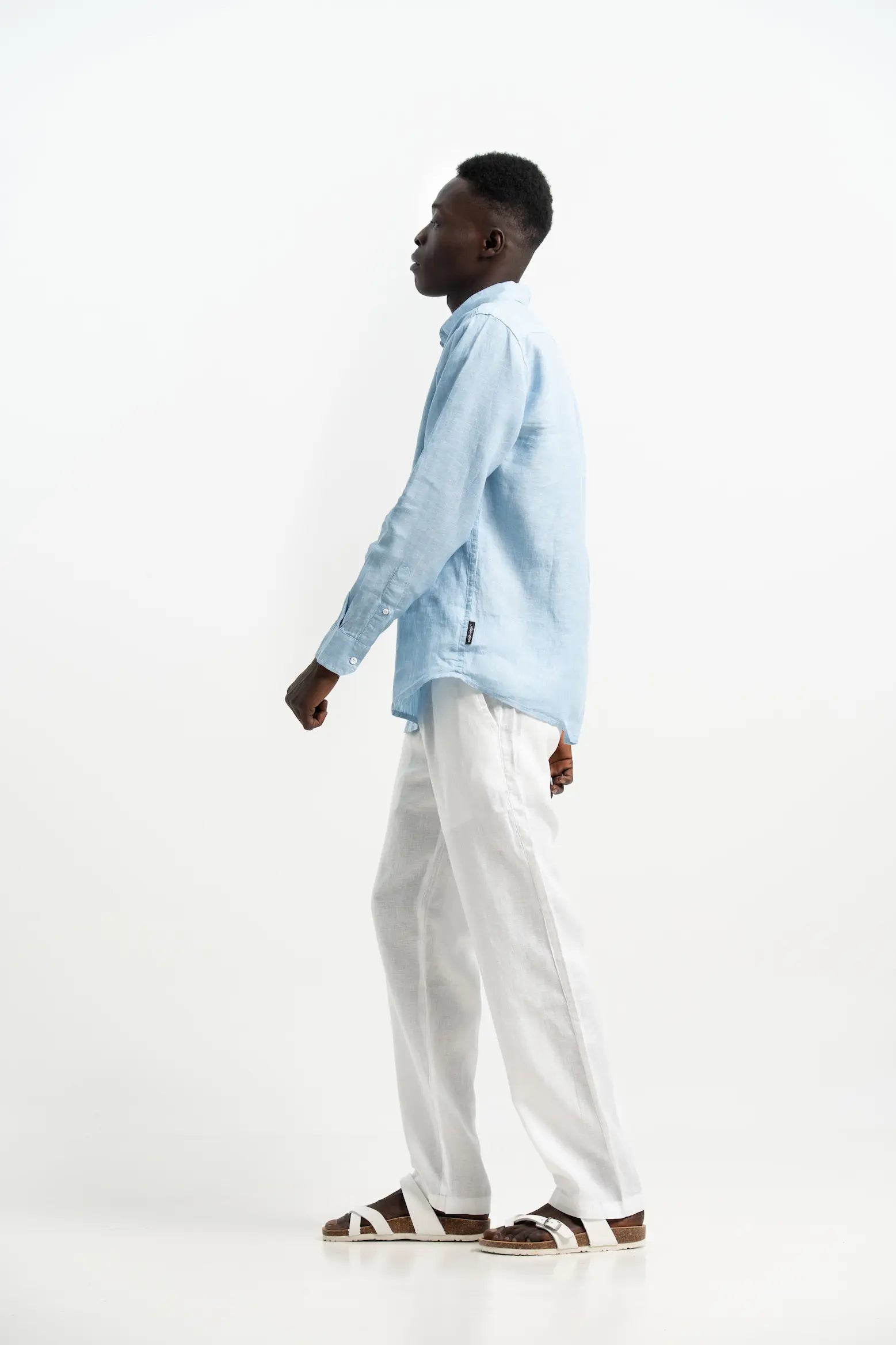 COTTON LINEN GRAIN BLUE SHIRT