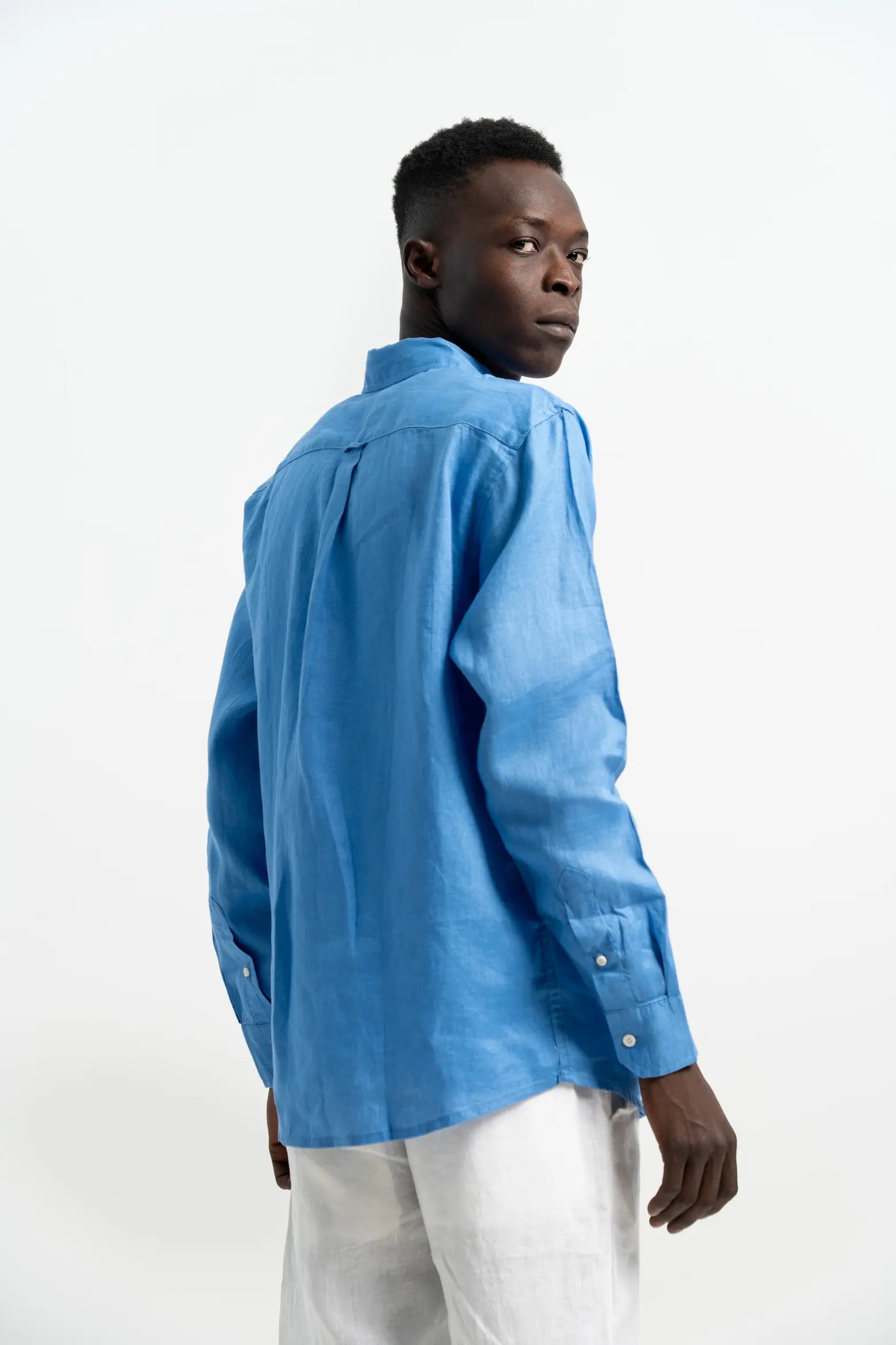 VELAIR LINEN INDIGO BLUE SHIRT