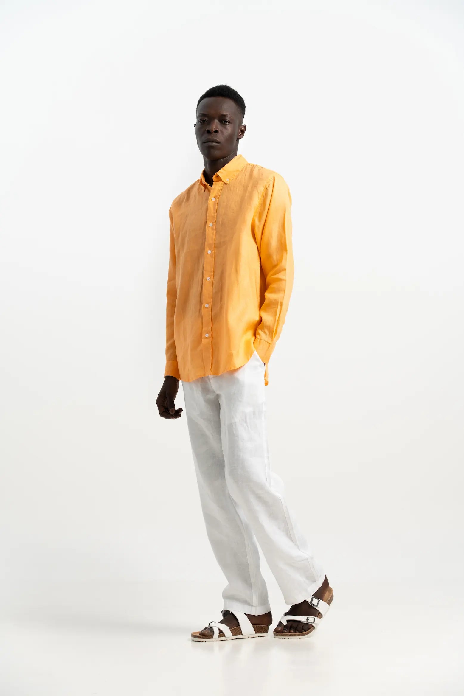 VELAIR LINEN NEON ORANGE SHIRT
