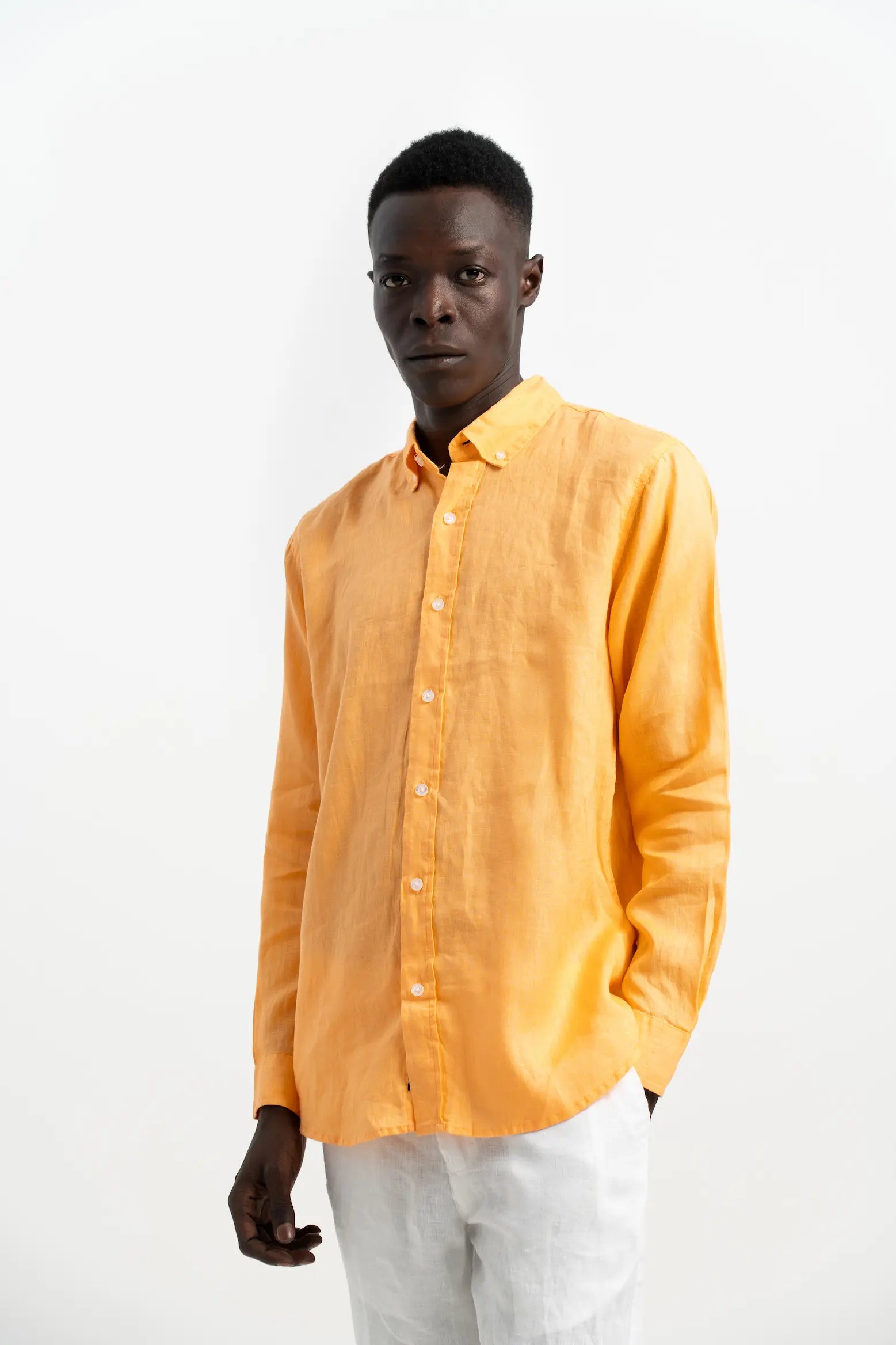 VELAIR LINEN NEON ORANGE SHIRT