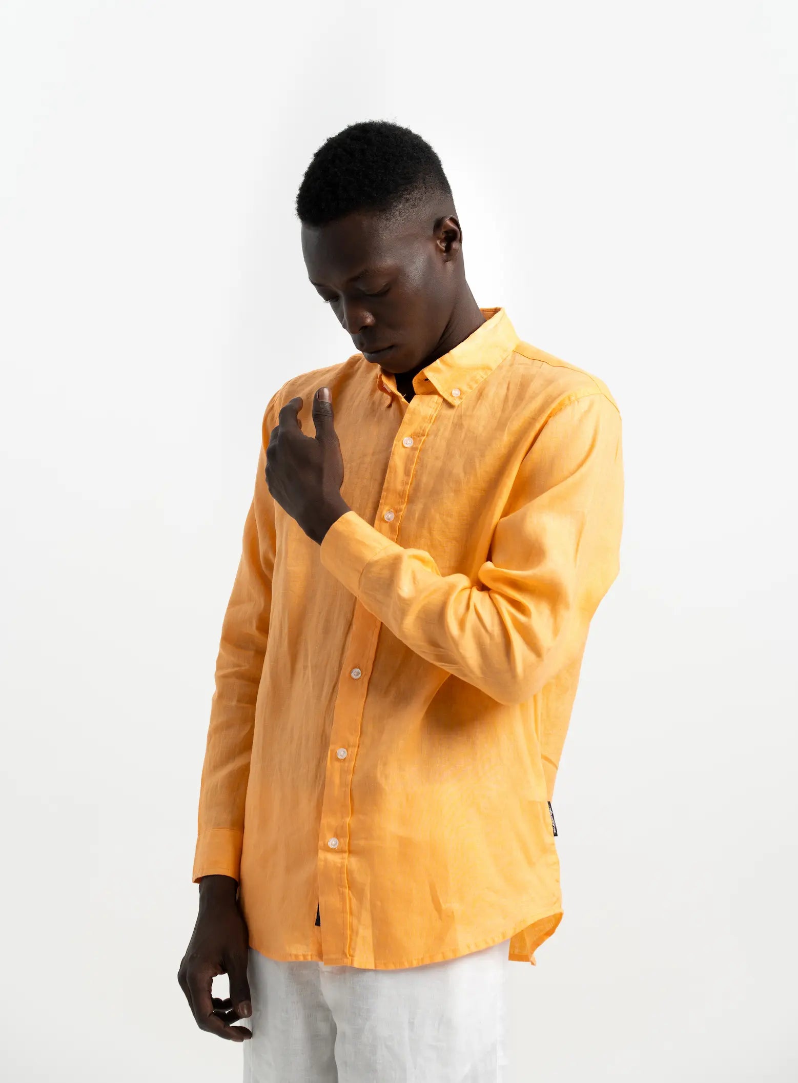 VELAIR LINEN NEON ORANGE SHIRT