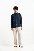 VELAIR LINEN NAVY BLUE SHIRTS