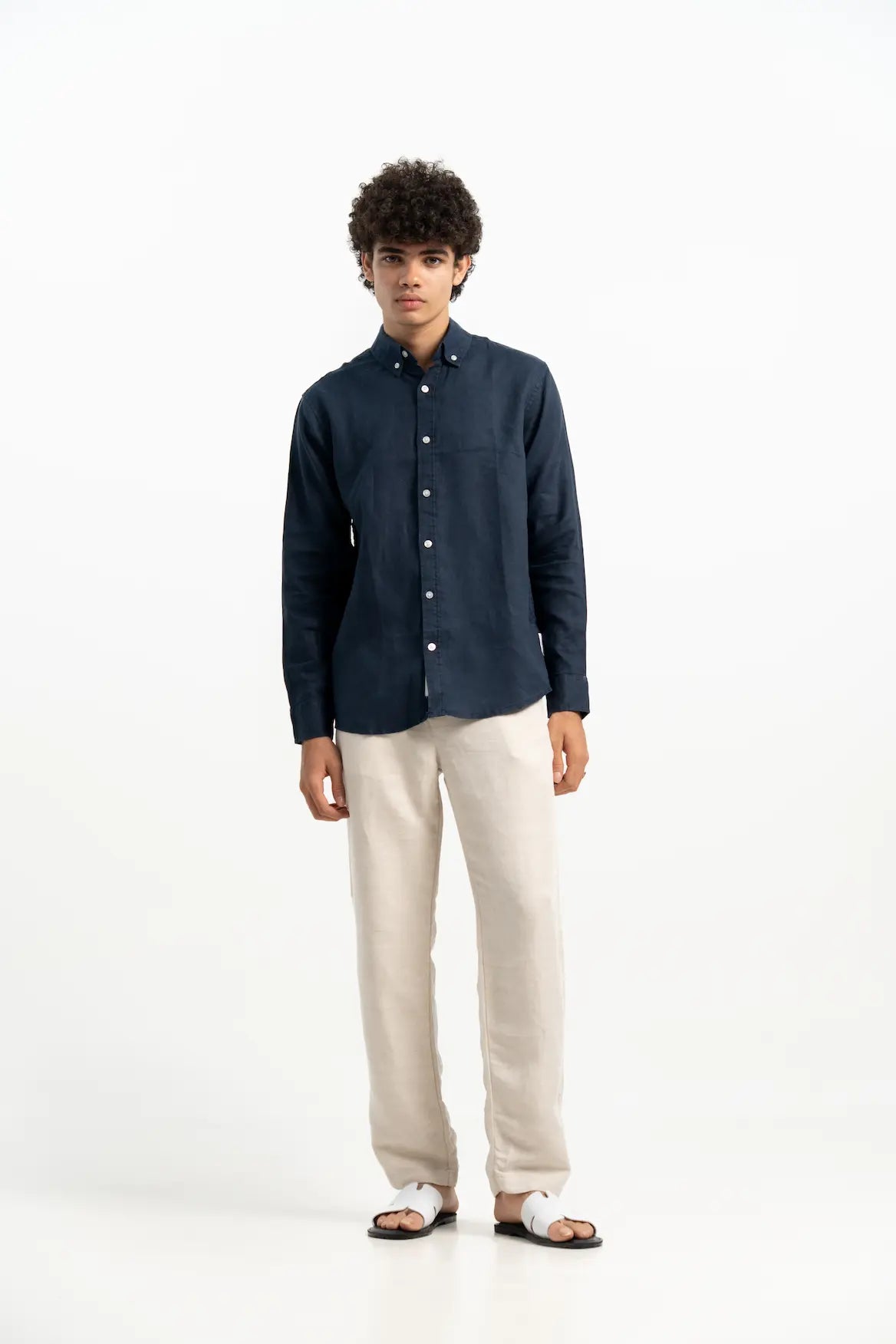 VELAIR LINEN NAVY BLUE SHIRTS