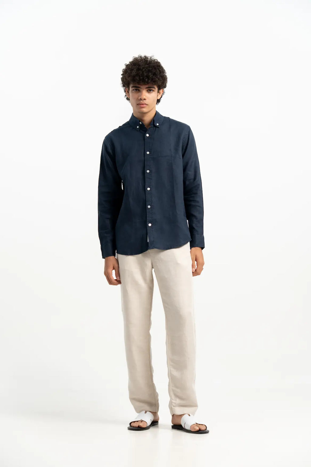 VELAIR LINEN NAVY BLUE SHIRTS