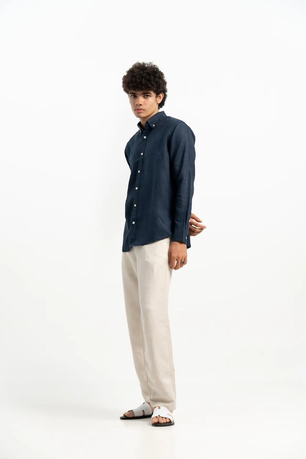 VELAIR LINEN NAVY BLUE SHIRTS