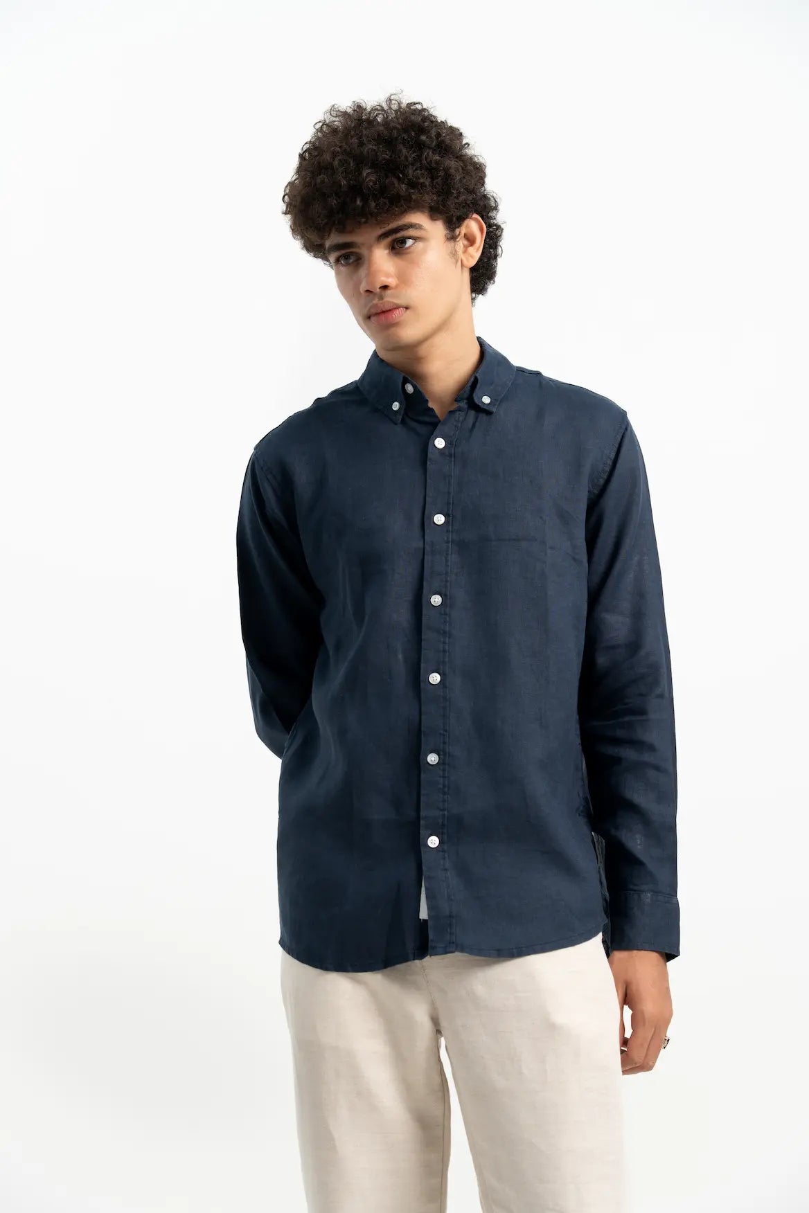 VELAIR LINEN NAVY BLUE SHIRTS
