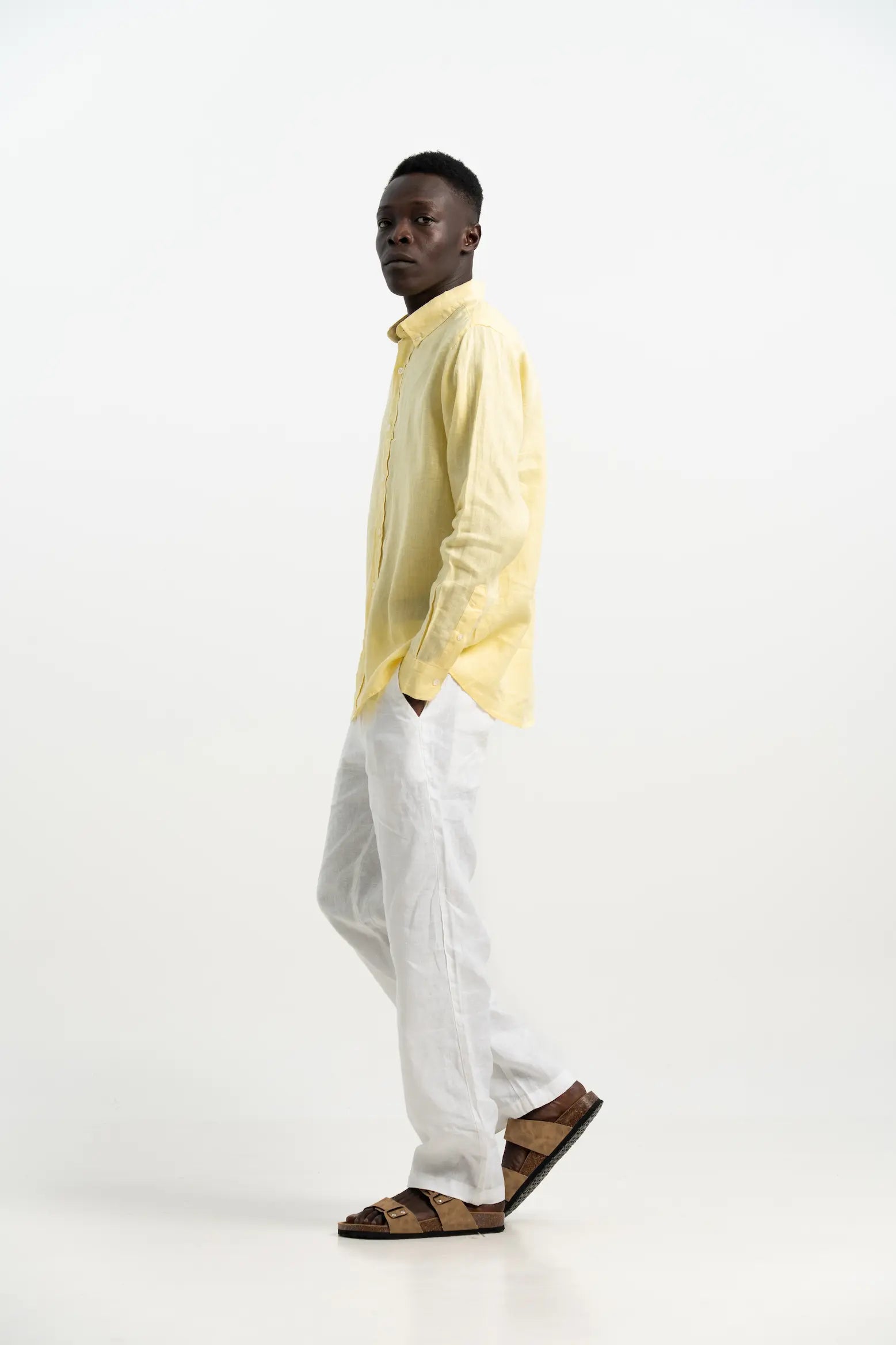 VELAIR LINEN PASTEL YELLOW SHIRT