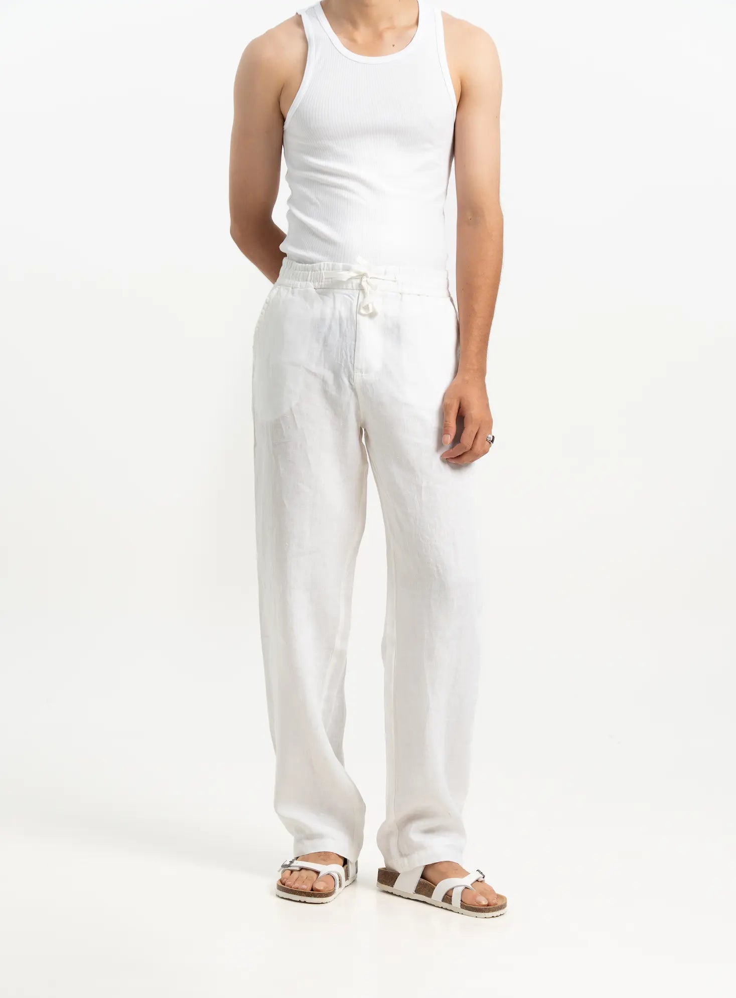 VELAIR LINEN WHITE TROUSERS