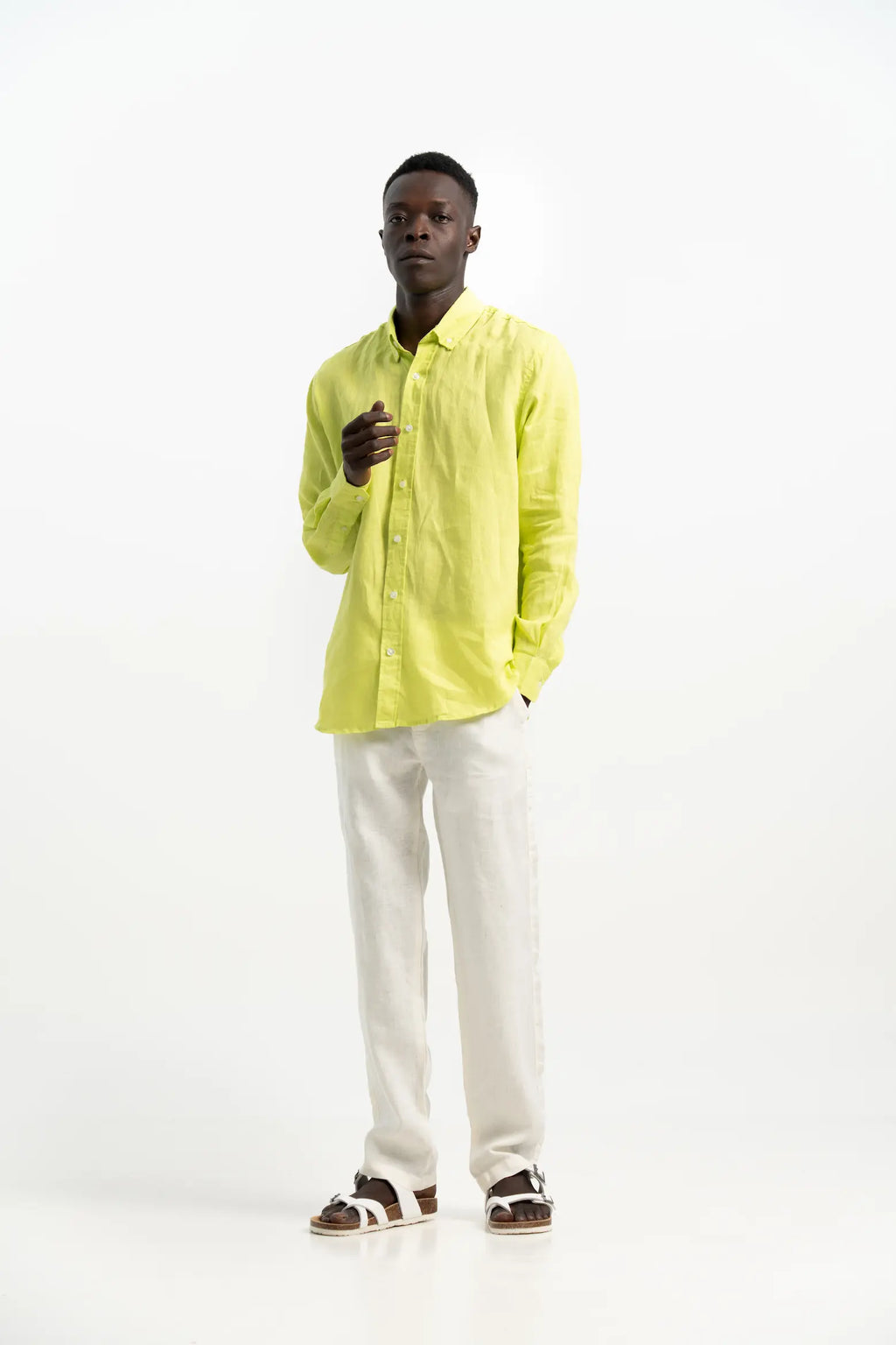 VELAIR LINEN NEON GREEN SHIRT