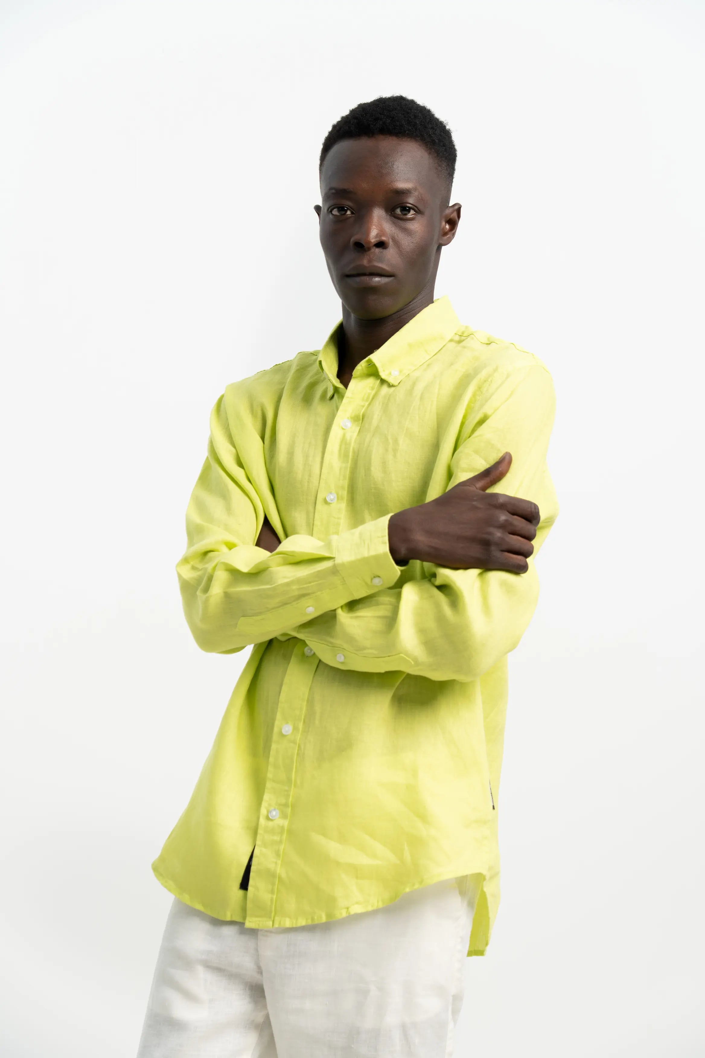 VELAIR LINEN NEON GREEN SHIRT
