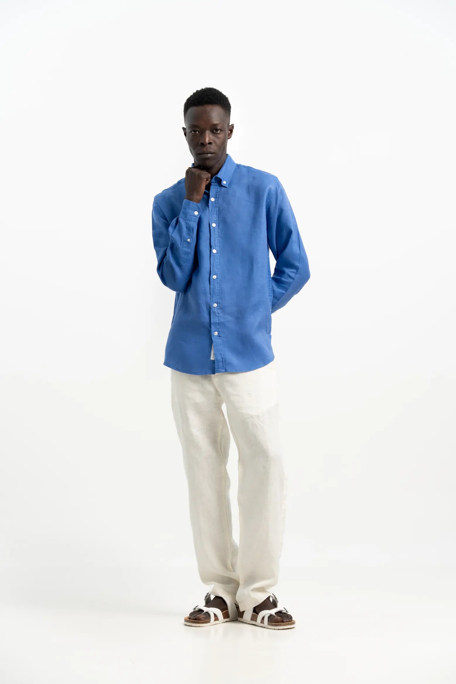 VELAIR LINEN ROYAL BLUE SHIRT