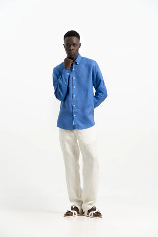 VELAIR LINEN ROYAL BLUE SHIRT