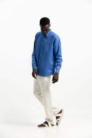 VELAIR LINEN ROYAL BLUE SHIRT