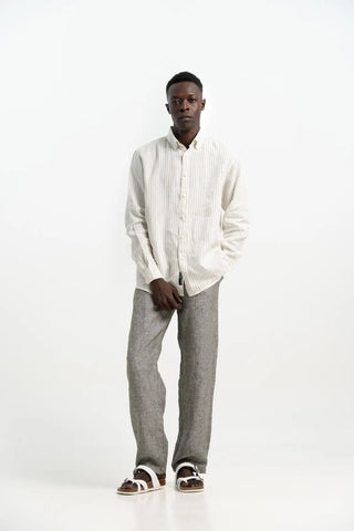 VELAIR LINEN BLACK STRIPS SHIRTS