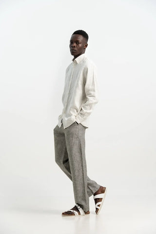 VELAIR LINEN BLACK STRIPS SHIRTS
