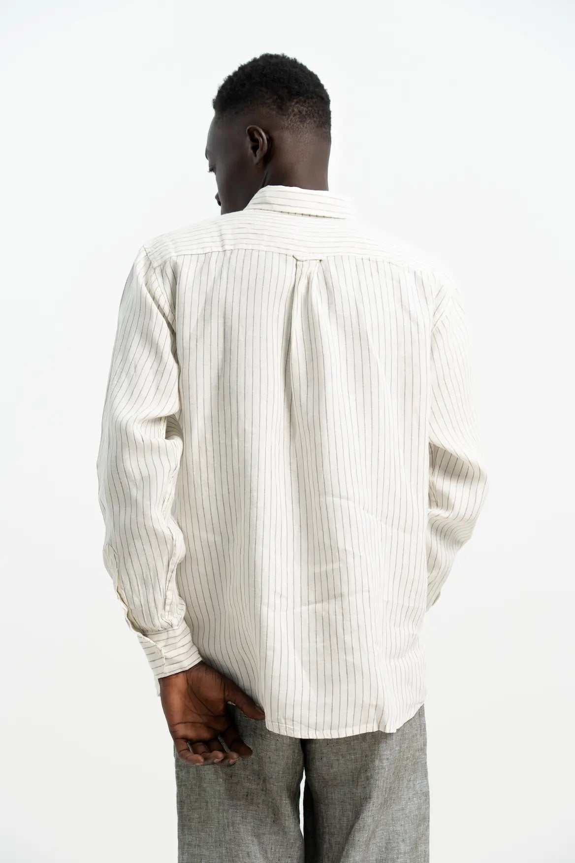 VELAIR LINEN BLACK STRIPS SHIRTS