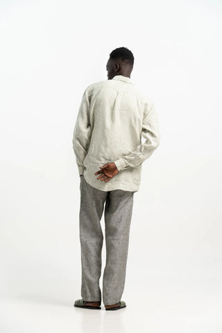 VELAIR LINEN GREEN STRIPS SHIRT