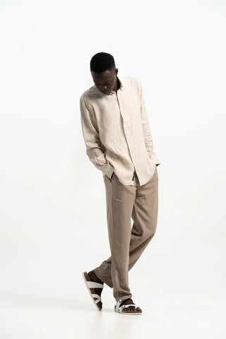 VELAIR LINEN BEIGE LINE SHIRT
