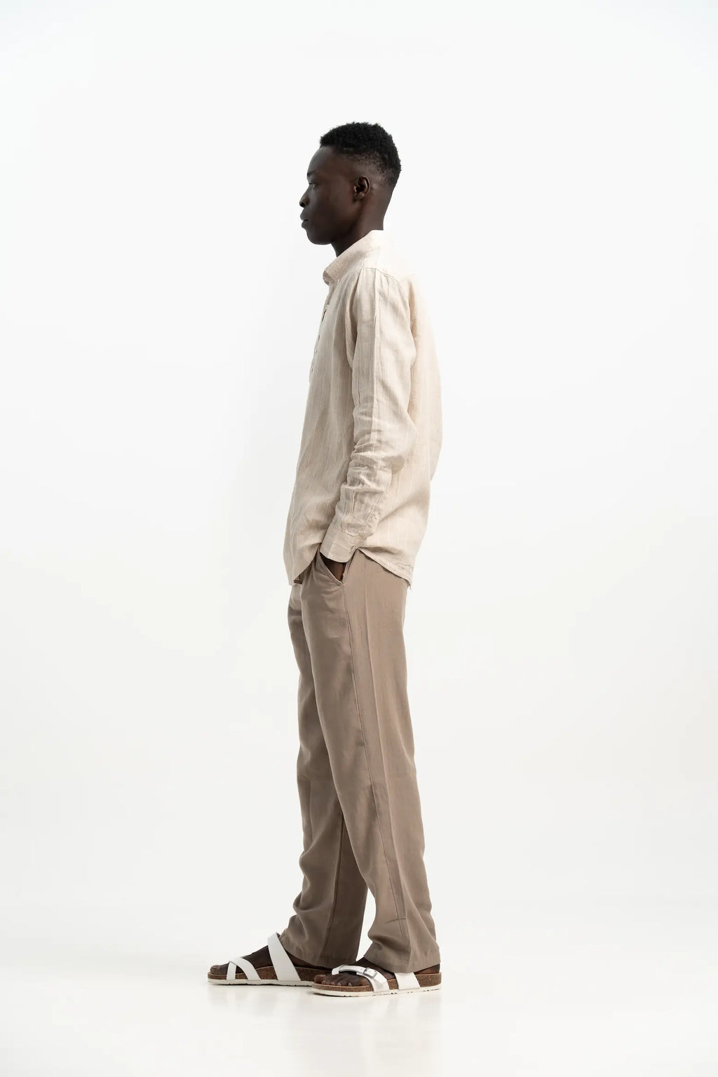 VELAIR LINEN BEIGE LINE SHIRT