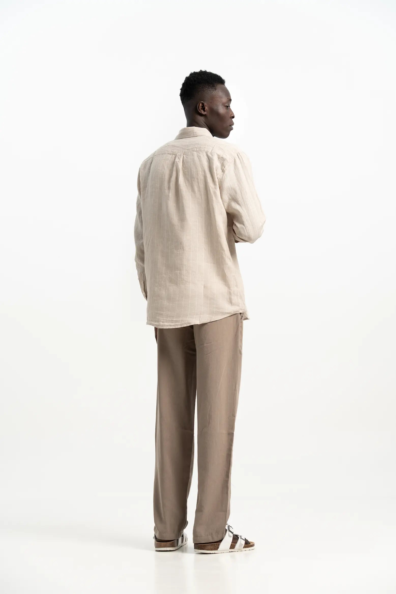 VELAIR LINEN BEIGE LINE SHIRT