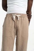 VELAIR SLAB LINEN TAN TROUSERS