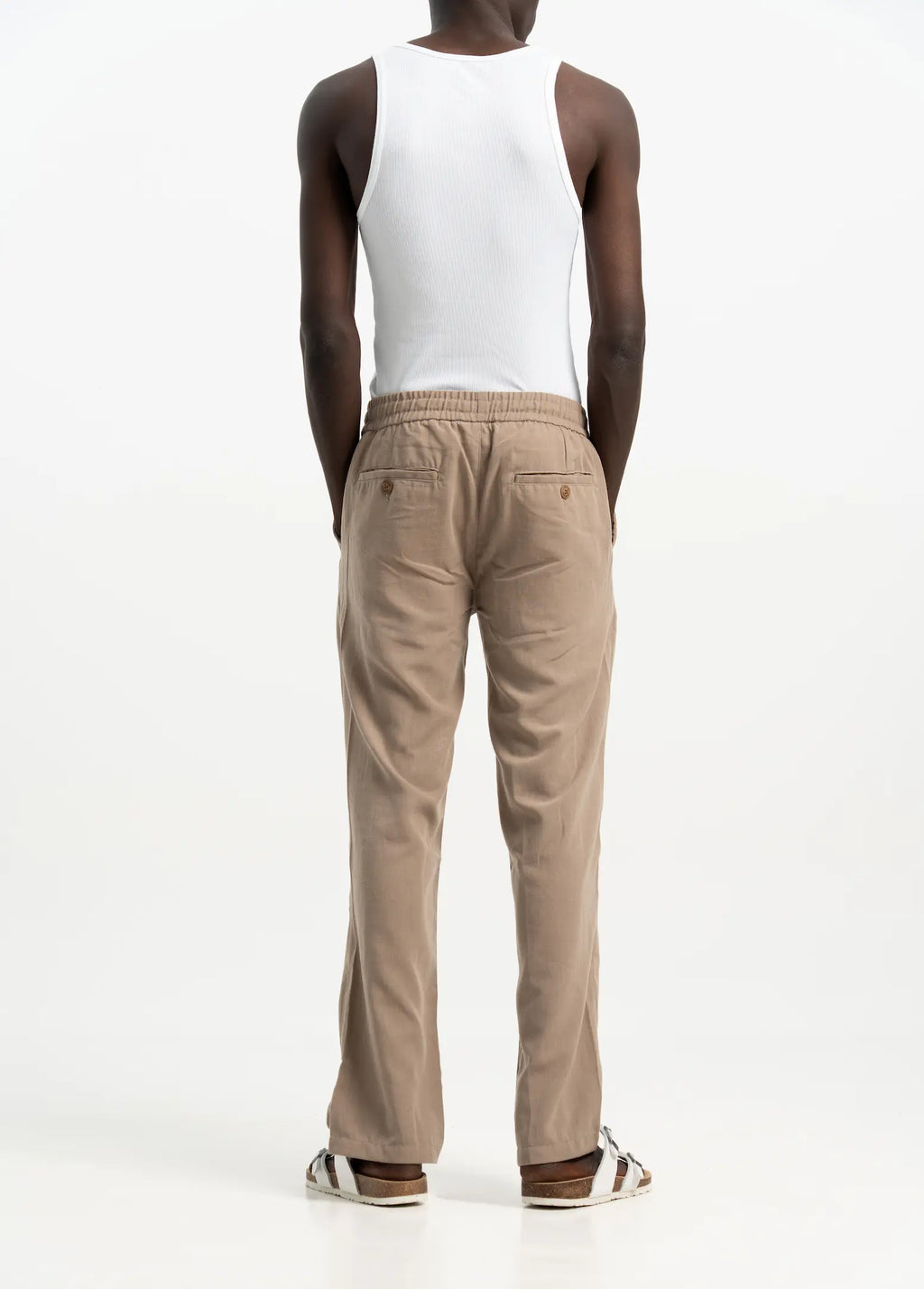 VELAIR SLAB LINEN TAN TROUSERS