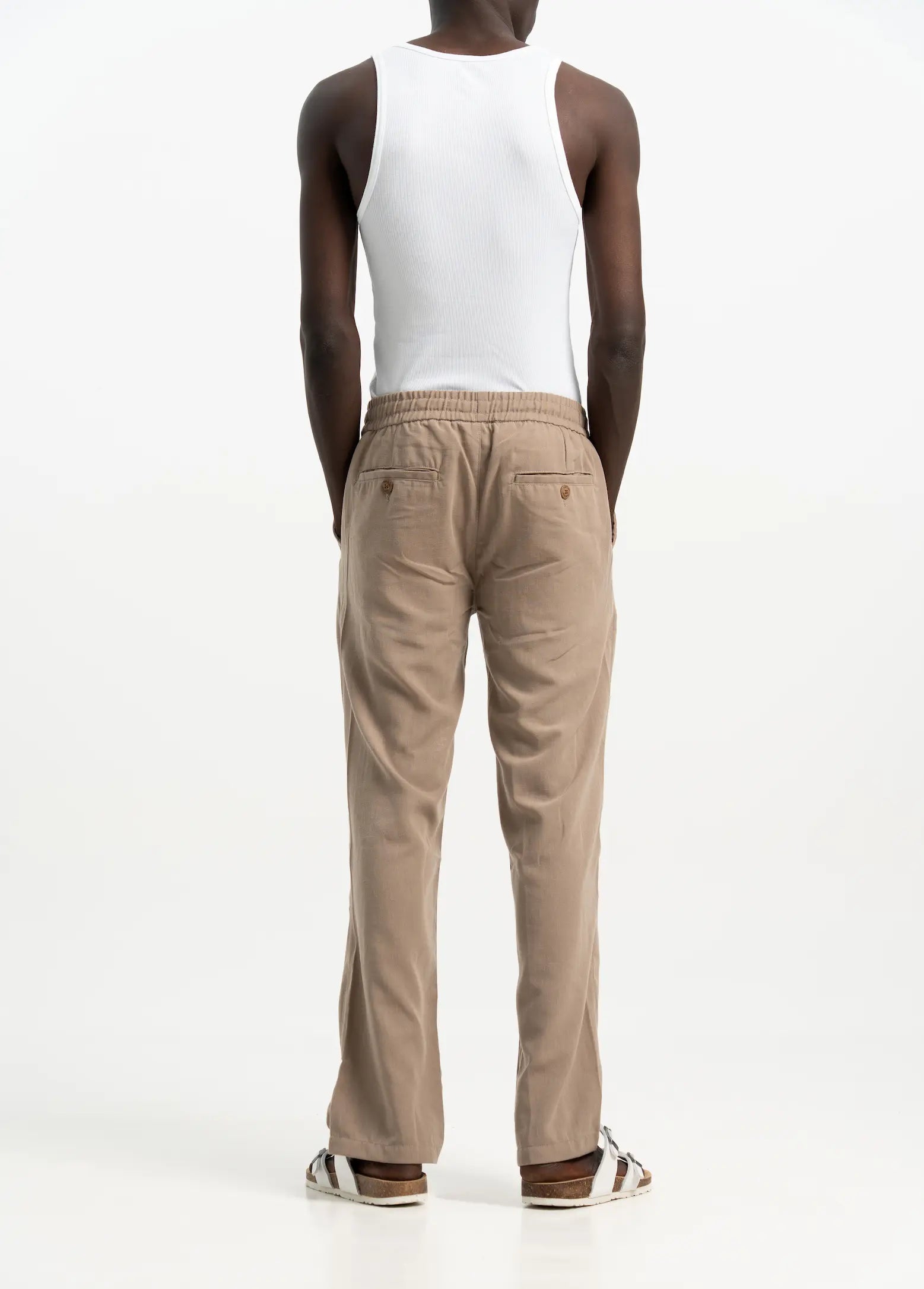 VELAIR SLAB LINEN TAN TROUSERS