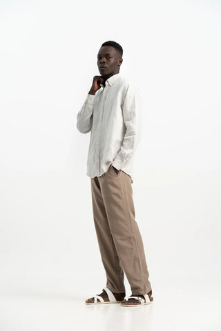 VELAIR LINEN ICE GREY STRIPS SHIRT