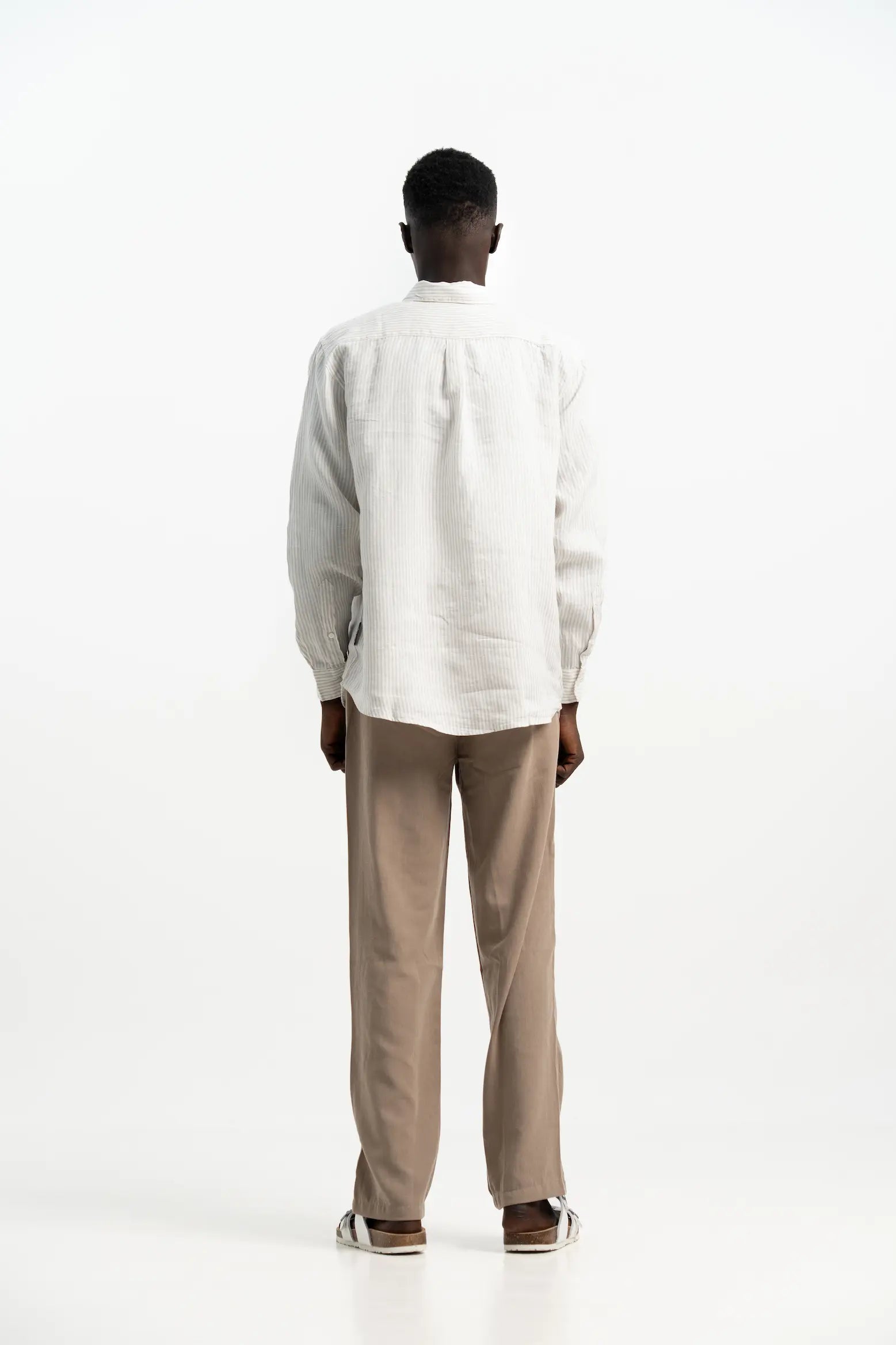 VELAIR LINEN ICE GREY STRIPS SHIRT