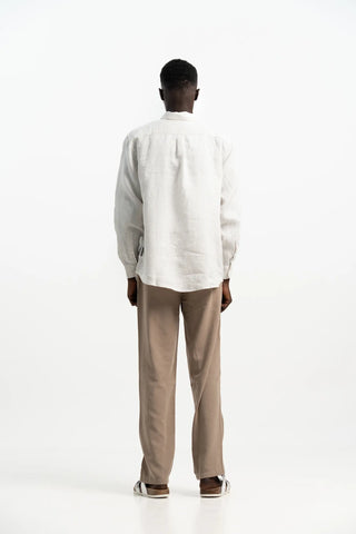 VELAIR LINEN ICE GREY STRIPS SHIRT