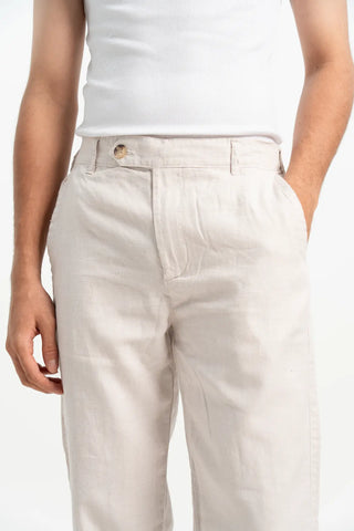VELAIR LINEN JACQUARD BUCKLE UP PANTS