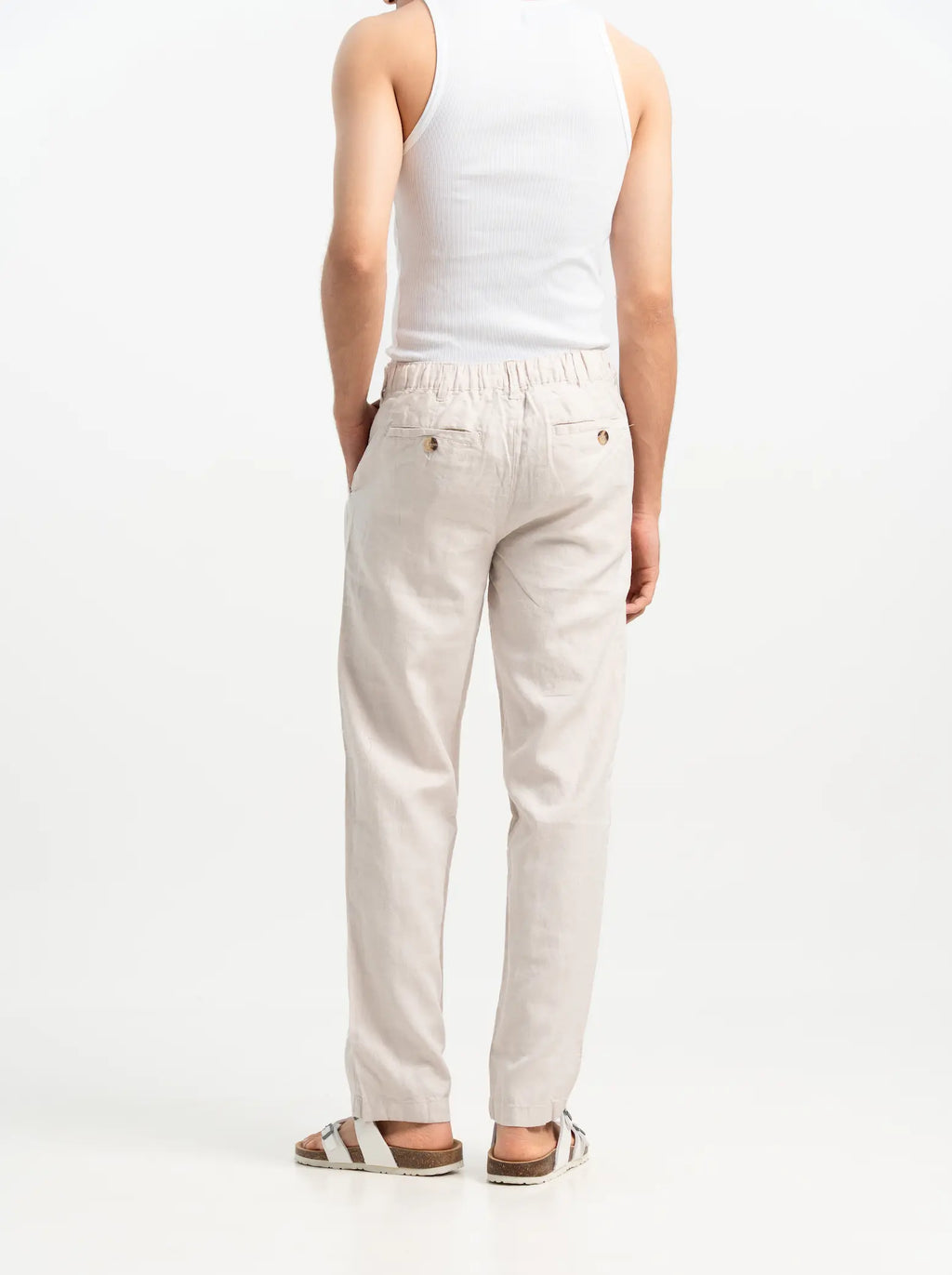 VELAIR LINEN JACQUARD BUCKLE UP PANTS