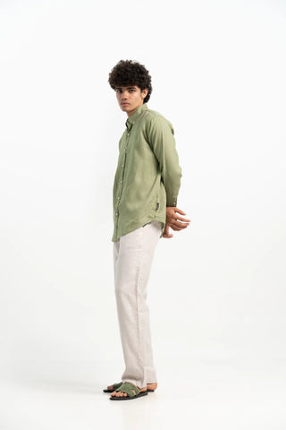 VELAIR LINEN OLIVE GREEN SHIRT