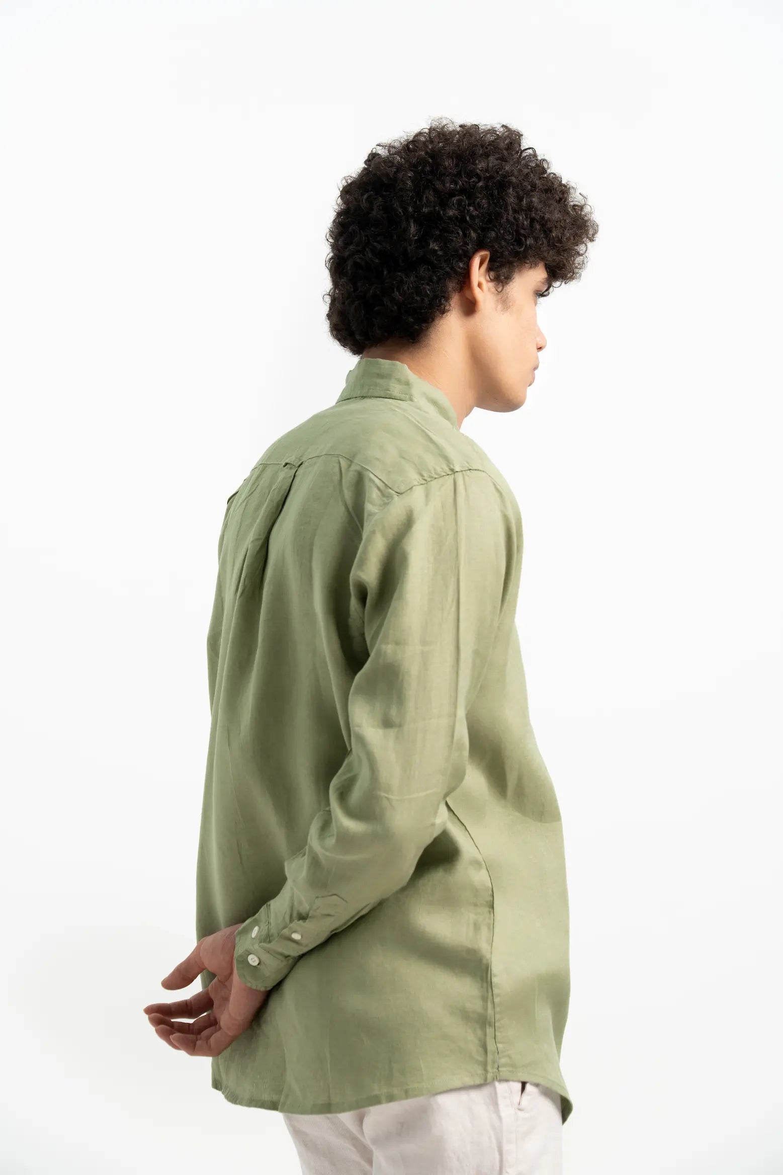 VELAIR LINEN OLIVE GREEN SHIRT