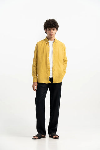 VELAIR LINEN MUSTARD YELLOW SHIRT