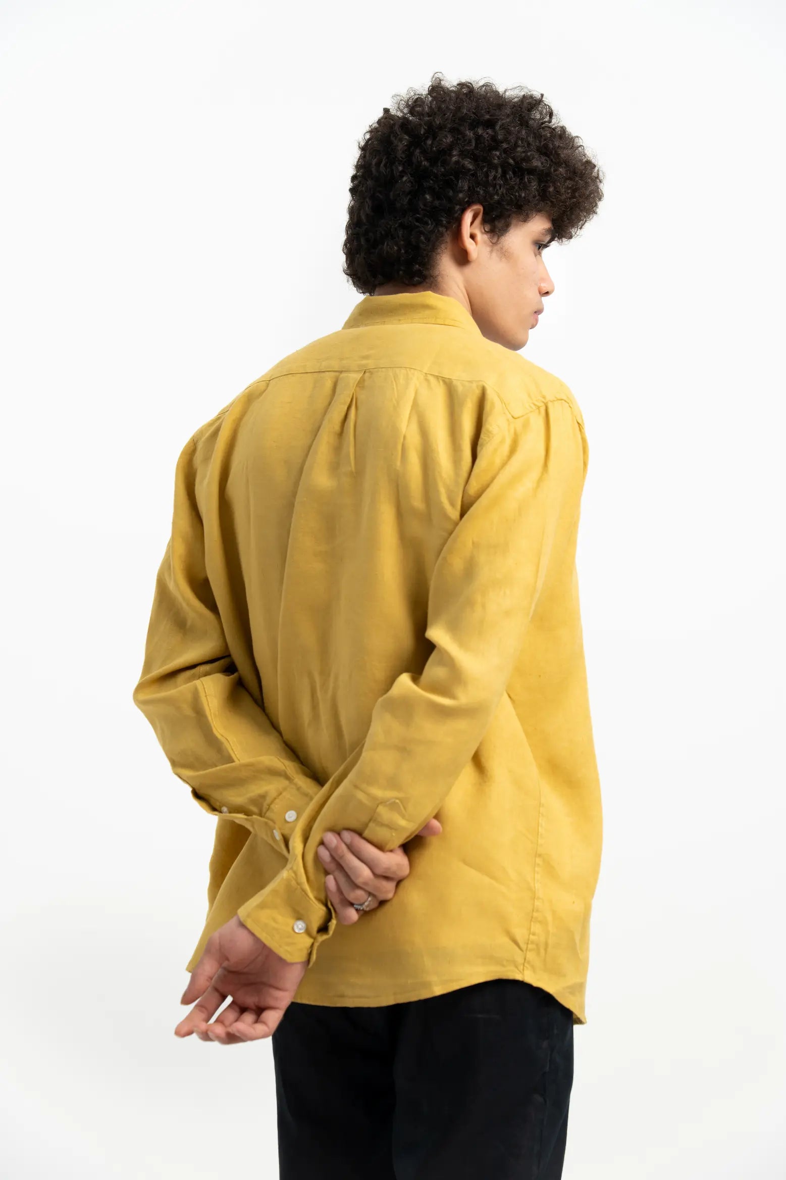 VELAIR LINEN MUSTARD YELLOW SHIRT