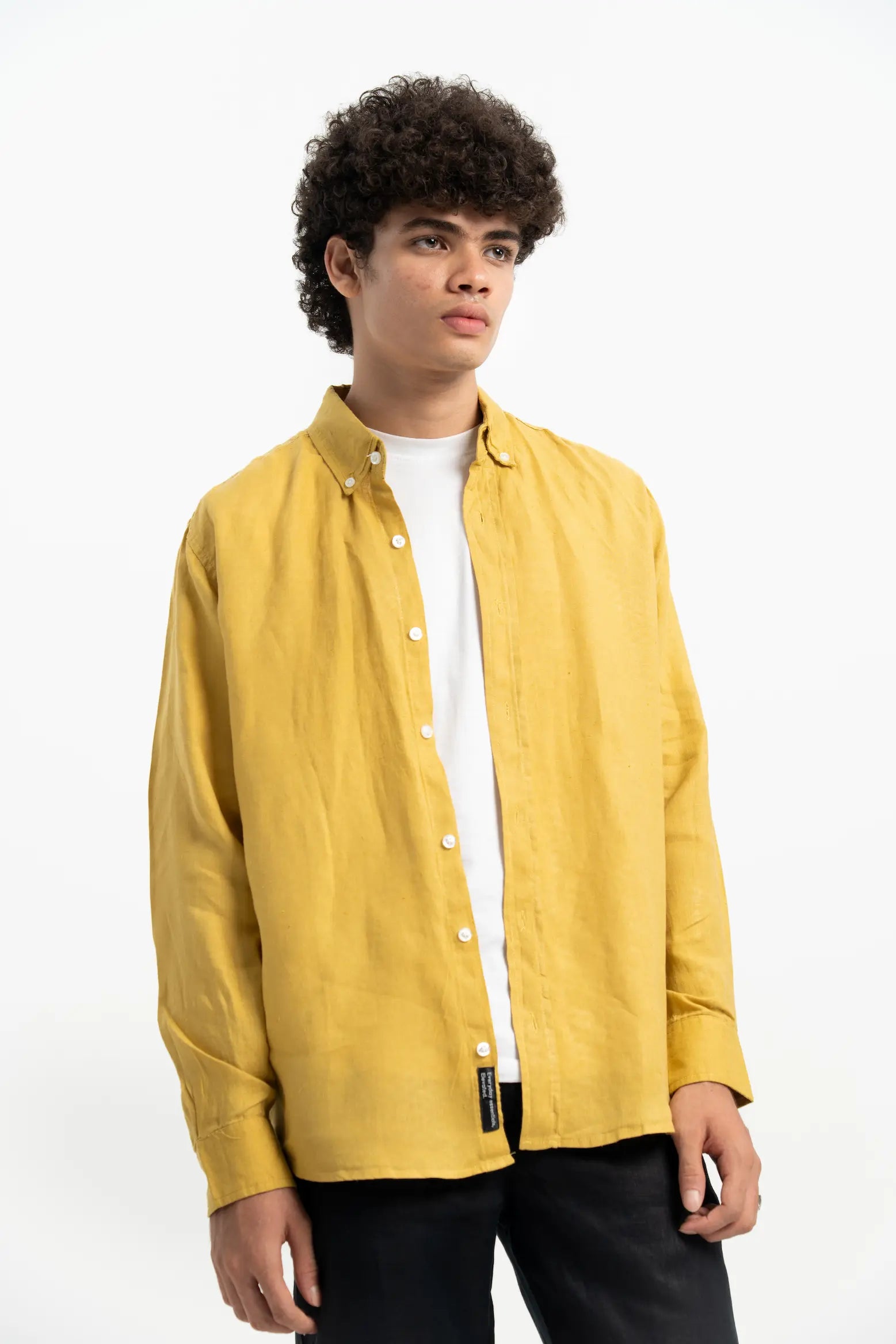 VELAIR LINEN MUSTARD YELLOW SHIRT