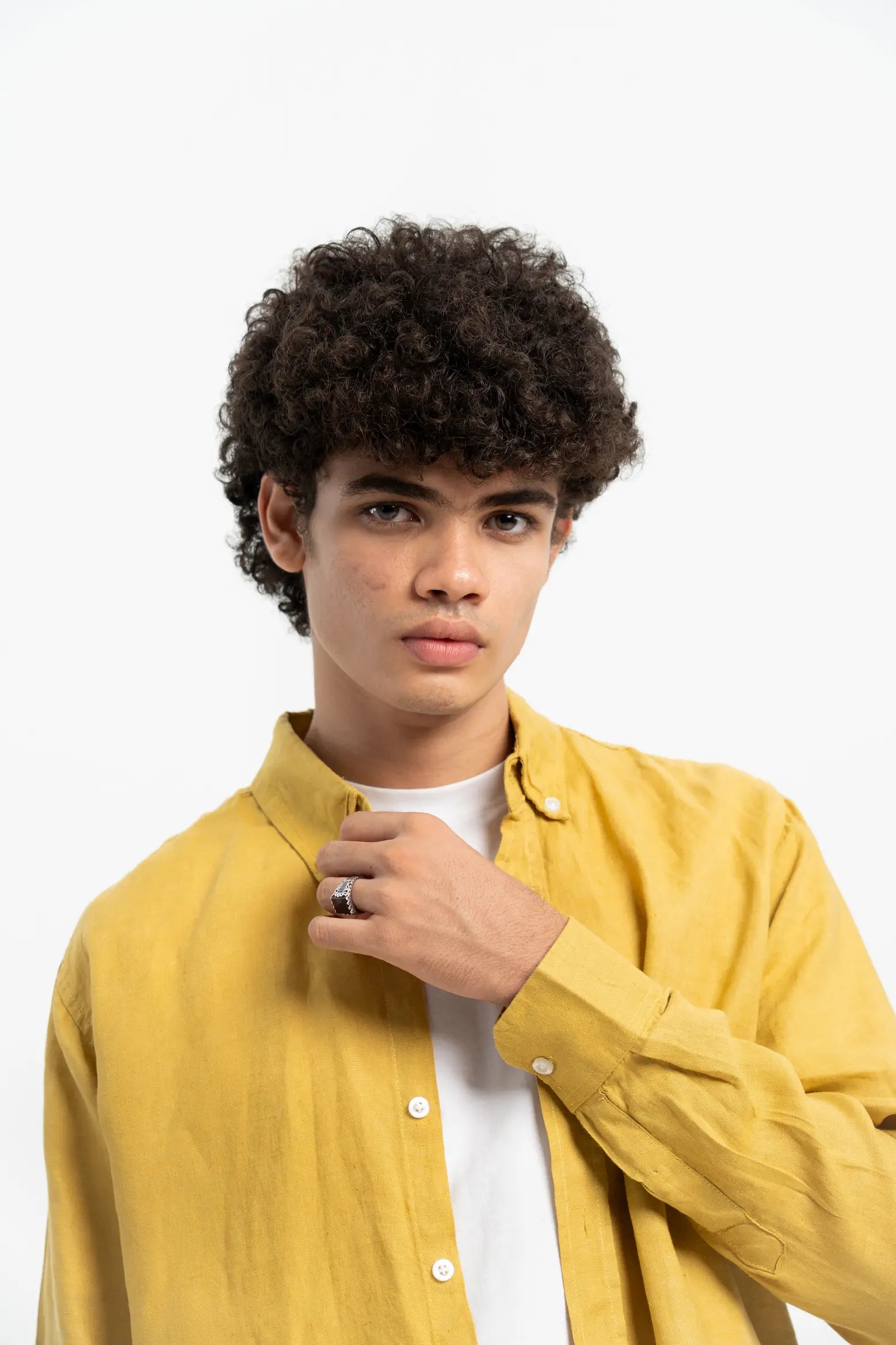 VELAIR LINEN MUSTARD YELLOW SHIRT
