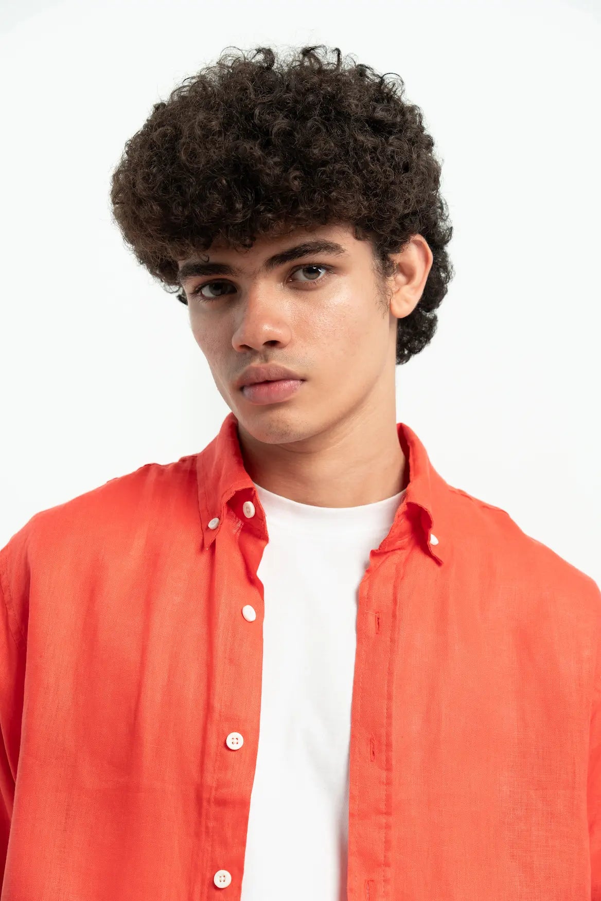 VELAIR LINEN RED PINK SHIRT