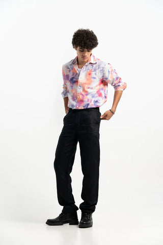 COTTON LINEN ABSTRACT SHIRT