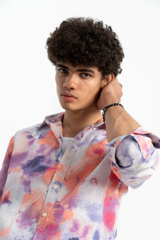 COTTON LINEN ABSTRACT SHIRT