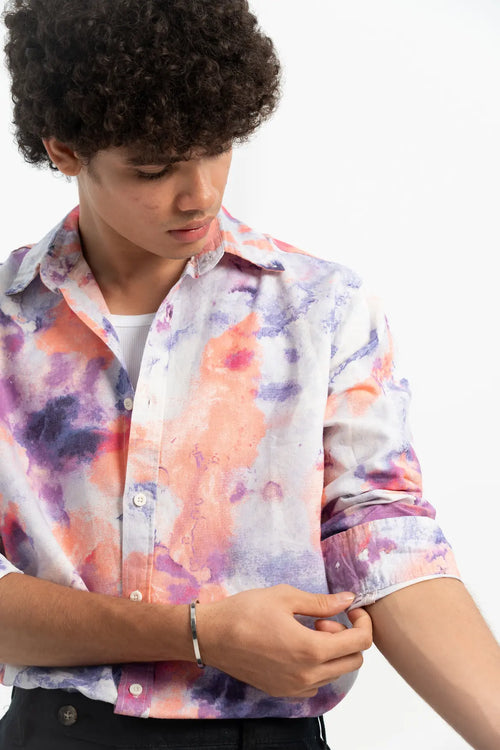 COTTON LINEN ABSTRACT SHIRT
