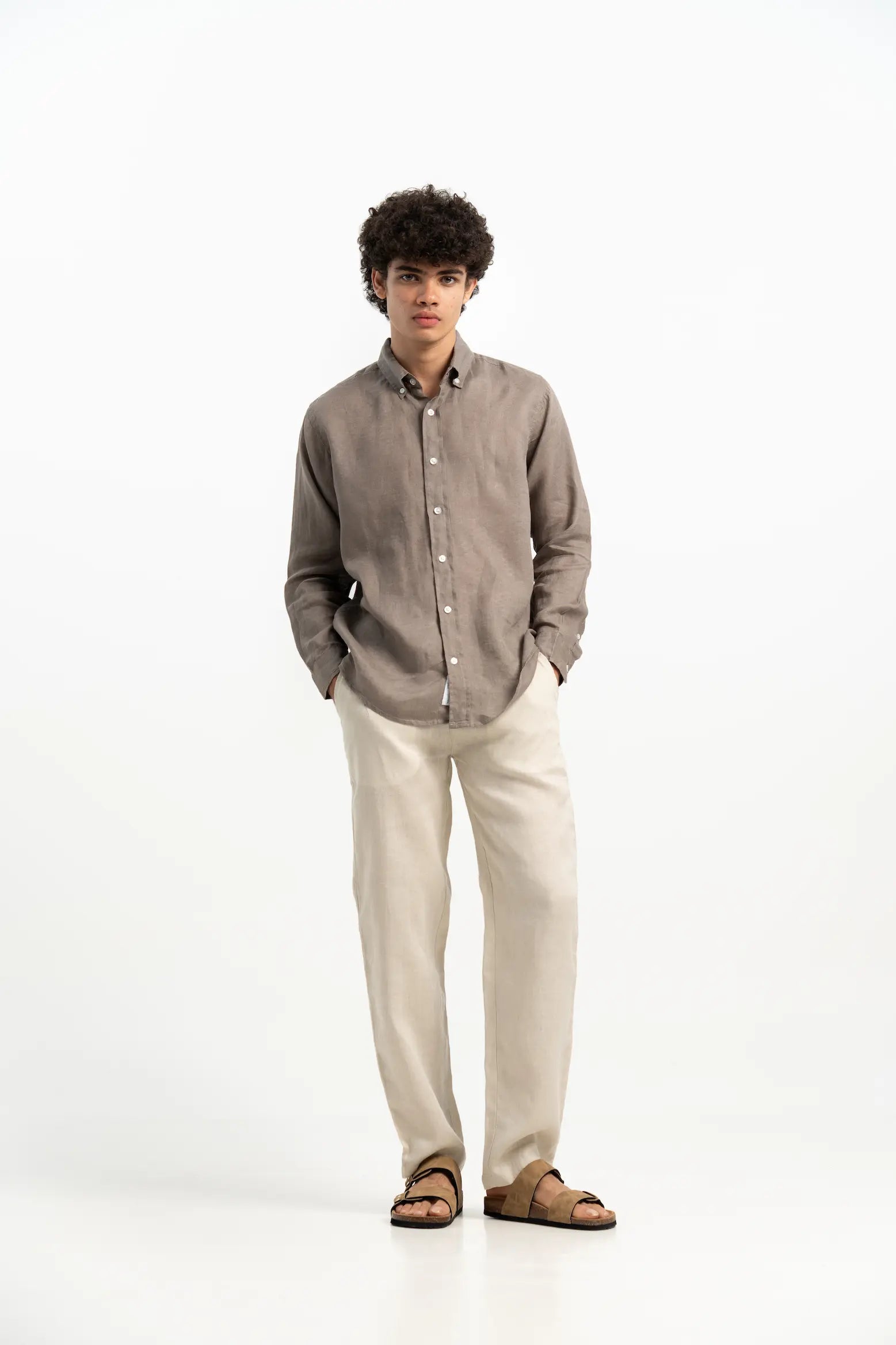 VELAIR LINEN MESA BROWN SHIRT